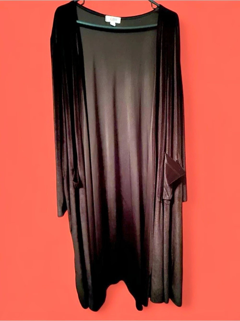 LuLaRoe Sarah XL Black Velvet Duster w/Pockets BNWT Super Tare HTF Unicorn